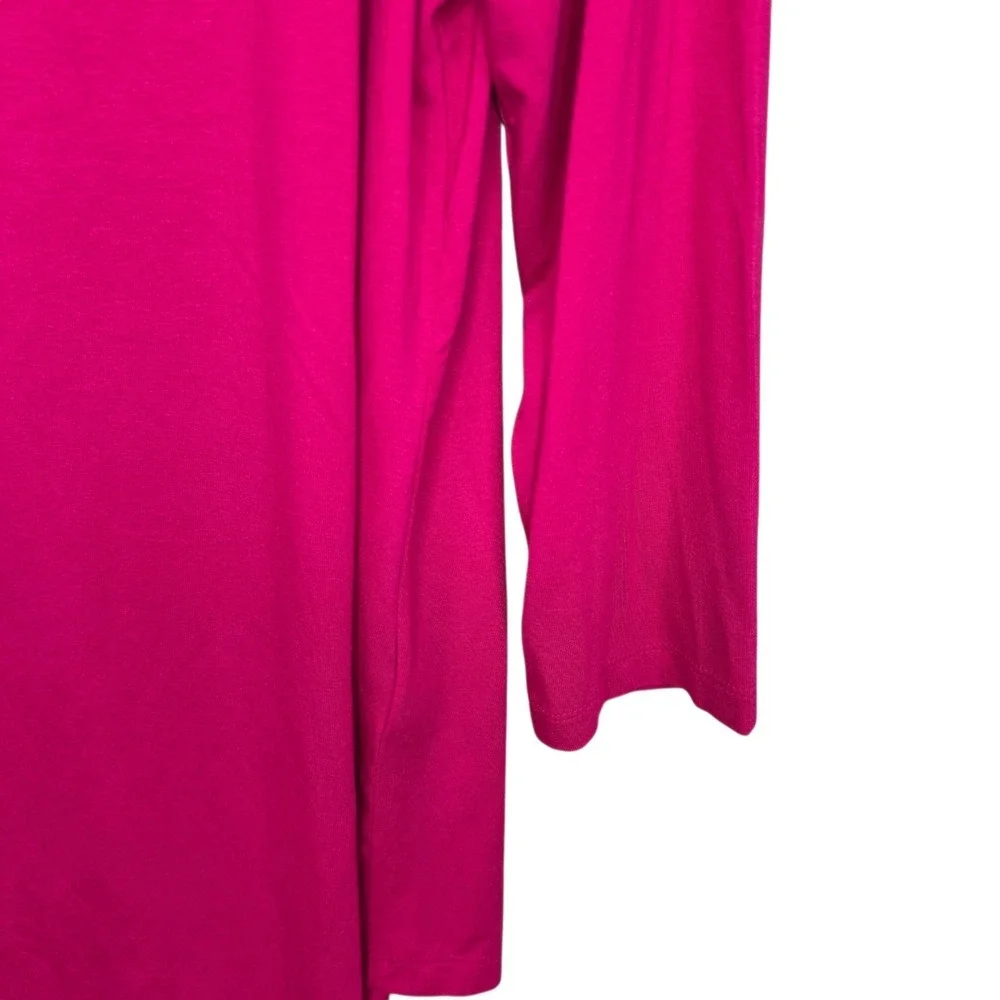 JM Collection Top Womens Medium Fuchsia Scoop Neck 3/4 Sleeve Tee Casual Stretch